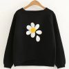 Raglan Sleeve Dip Hem Flower Sweater RJ22