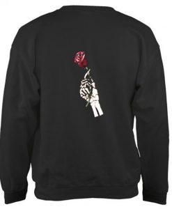 Skeleton Hand Holding a Rose Printed Sweatshirt RJ22
