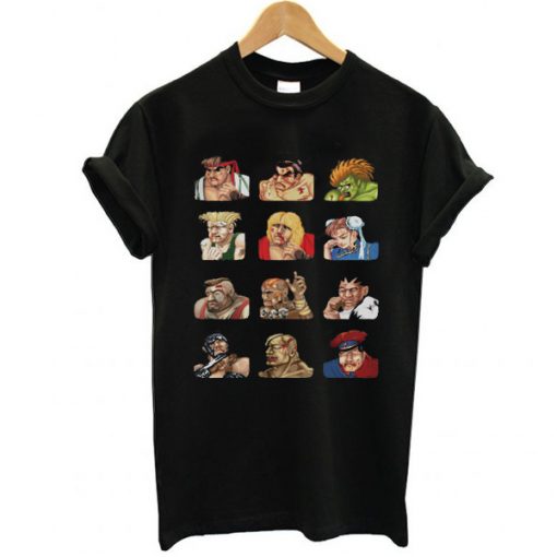 Street Fighter 2 Continue Faces t shirt RJ22