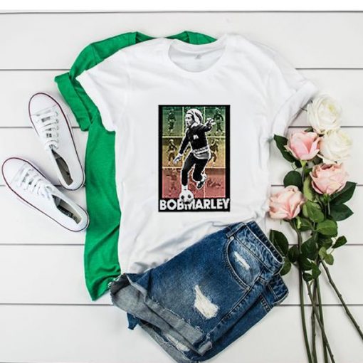 Bob Marley Playing Football Soccer t shirt RJ22