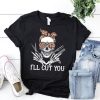 Skull Barber I'Ll Cut You Funny Barber Hairdresser t shirt RJ22