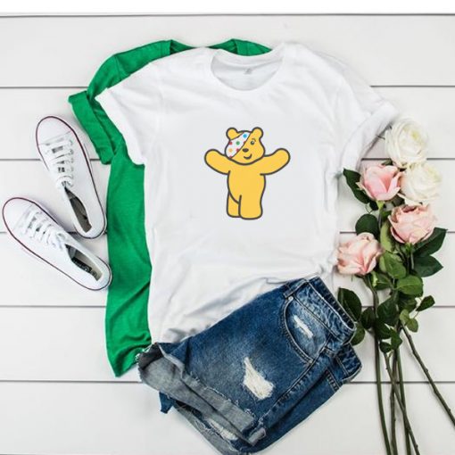 Adults White Pudsey Bear Children In Need t shirt RJ22