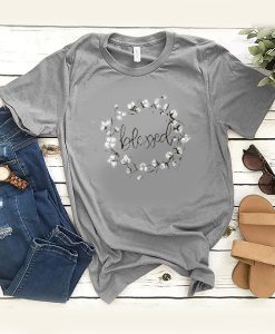 Blessed white flower t shirt RJ22