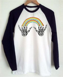Louis Tomlinson rainbow skeleton hand Raglan t shirt RJ22