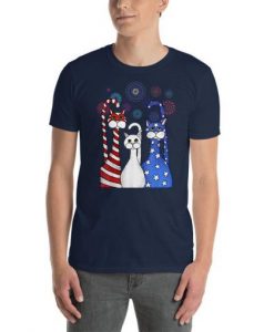 4th Of July Cat Red White Blue Cats t shirt RJ22