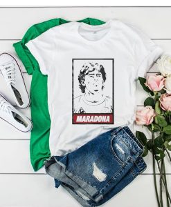 Diego Maradona Obey white parody t shirt RJ22