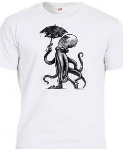 Walking Octopus in the Rain t shirt RJ22