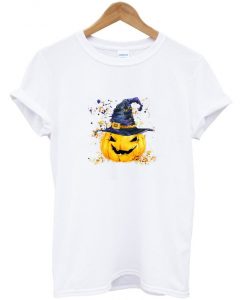 pumpkin with witch hat t shirt RJ22