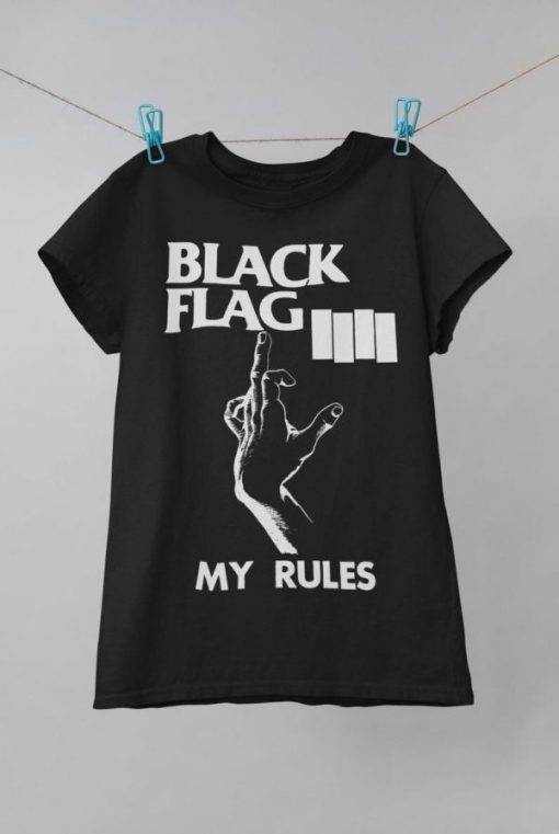 Black Flag My Rules Band t shirt RJ22