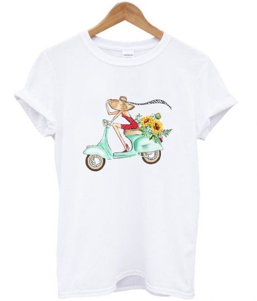 girl on vespa t shirt RJ22