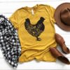 Chicken Silhouette with Flowers t shirt RJ22