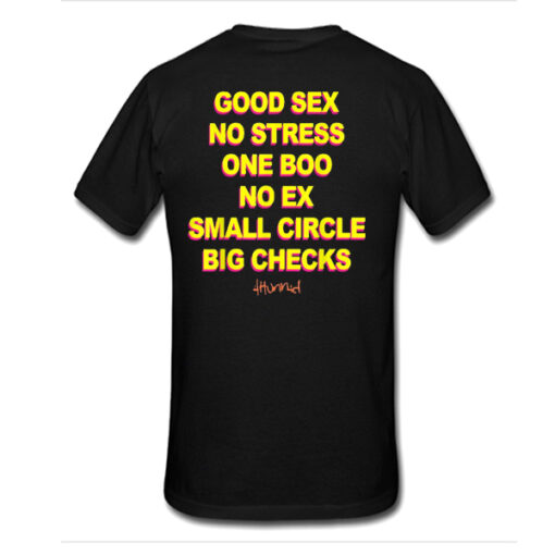 Good Sex No Stress One Boo No Ex Small Circle Big Checks Pocket Print t shirt RJ22