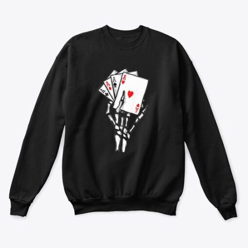 Skeleton hand holding four AS sweatshirt RJ22