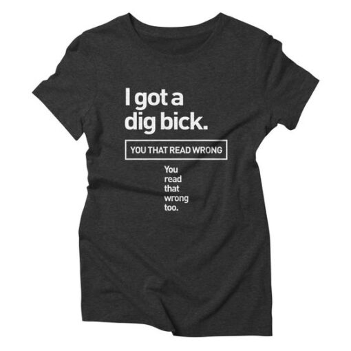 I got a dig bick. You that read wrong. You read that wrong too Sarcastic Funny t shirt RJ22