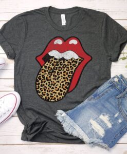 Red Lips Leopard Print Tongue t shirt RJ22