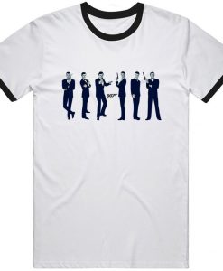 Connery Bond 007 Silhouette Rip Tribute Movie Fan ringer t shirt