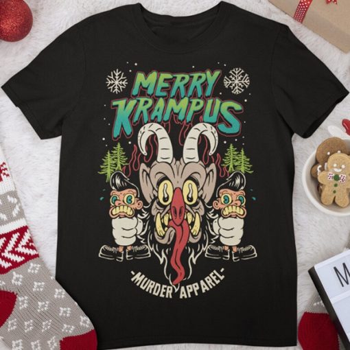 Merry Krampus Retro Neon t shirt