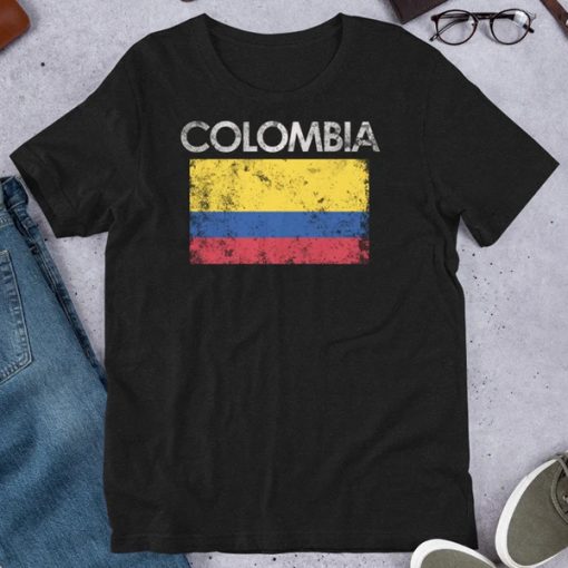 Vintage Colombia Colombian Flag Pride Gift t shirt