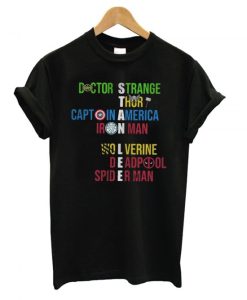 Stan Lee Avengers Team Names t shirt