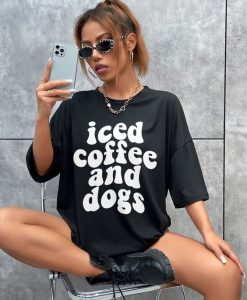 iced coffee and dogs graphic t shirt