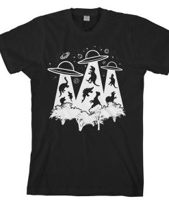 Dinosaur Alien Abduction t shirt