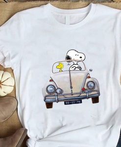 Snoopy And Woodstock Driving Car t shirt