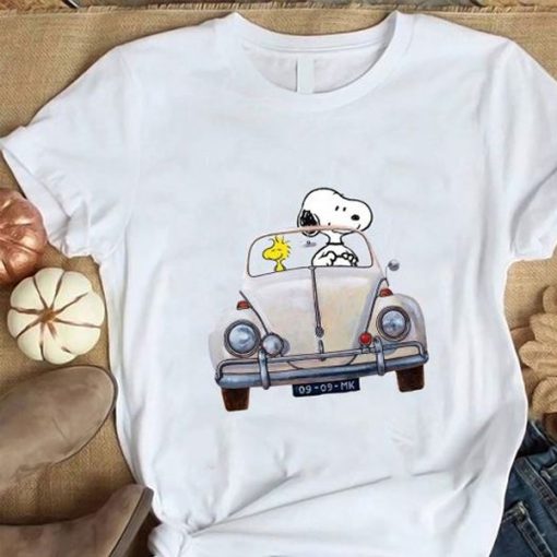 Snoopy And Woodstock Driving Car t shirt